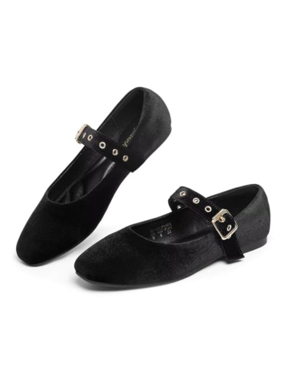 Square Toe Mary Jane Ballet Flats Womens Suede Buckle Comfort Flat Shoes